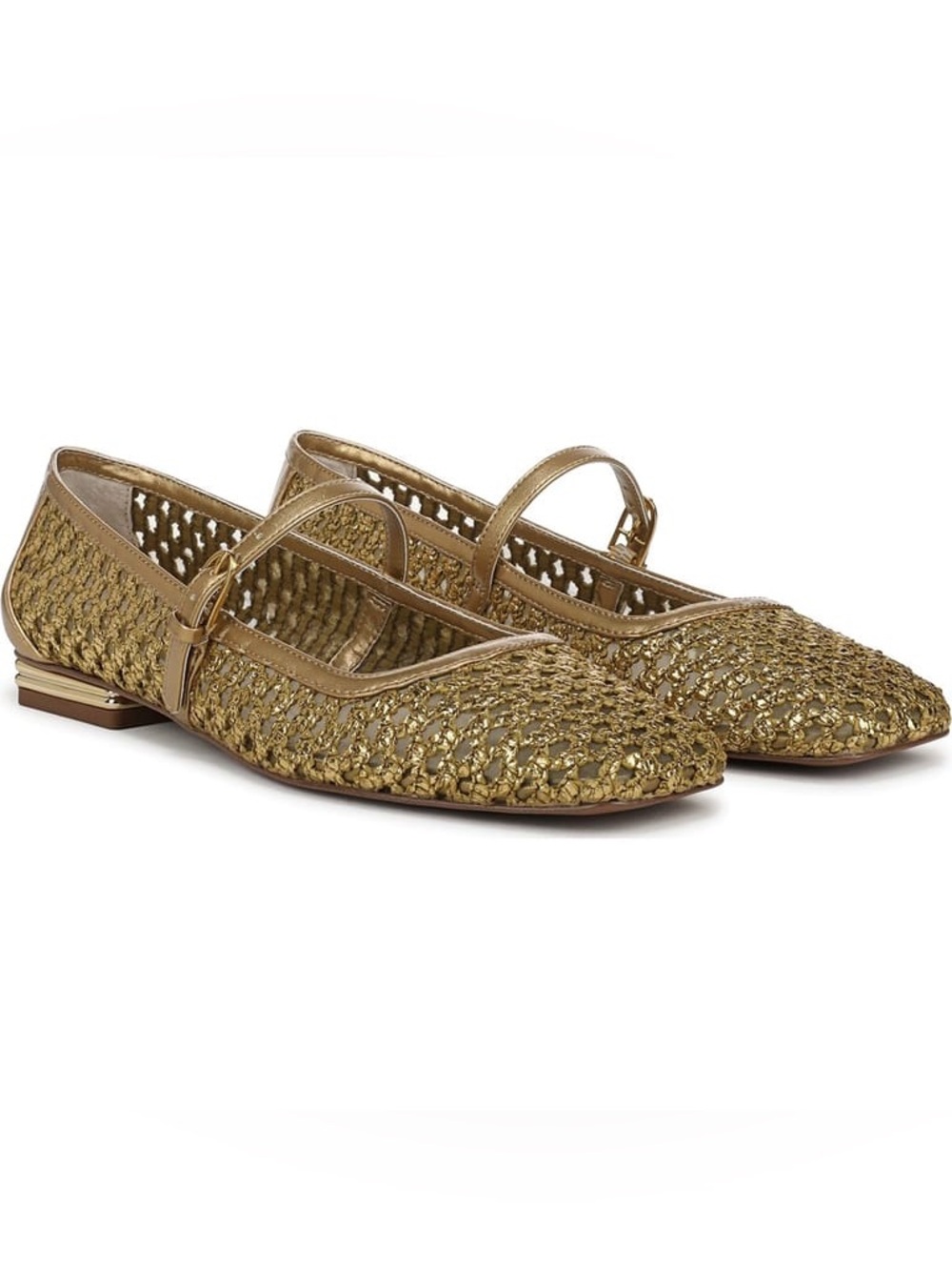 Franco Sarto Tinsley Mary Jane Flat in Gold Faux Raffia. Brand new, size 9 - Picture 1 of 11
